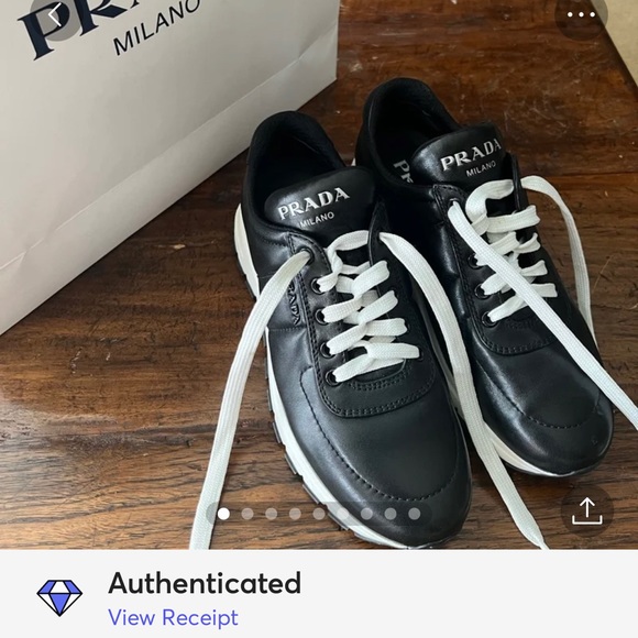 AUTHENTIC PRADA CALF LEATHER LOW TOP SNEAKERS - Picture 10 of 11